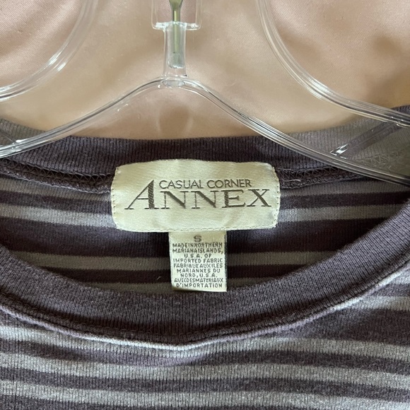 Soft, long sleeve gray-purple striped t-shirt vintage Casual Corner Annex - Picture 4 of 6